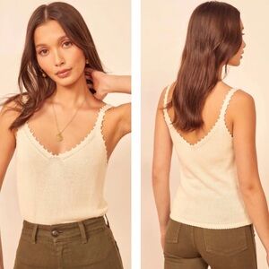 Reformation Wisteria Knit Tank in Almond
